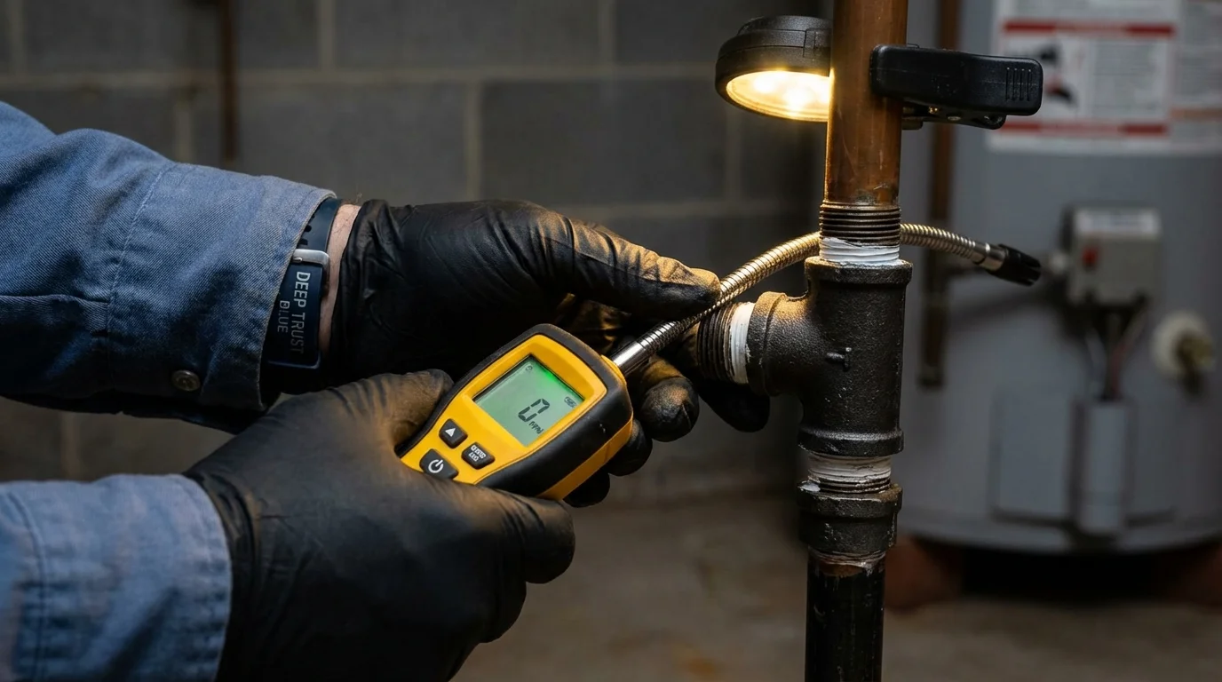 Gas leak detection with electronic sniffer by Johns Plumbing LLC in Portales