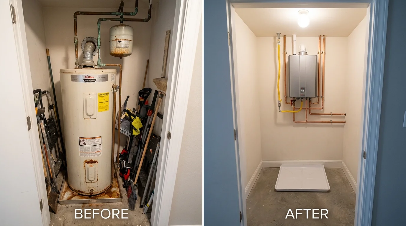 Tank water heater versus wall-mounted tankless unit comparison for Portales, NM homeowners