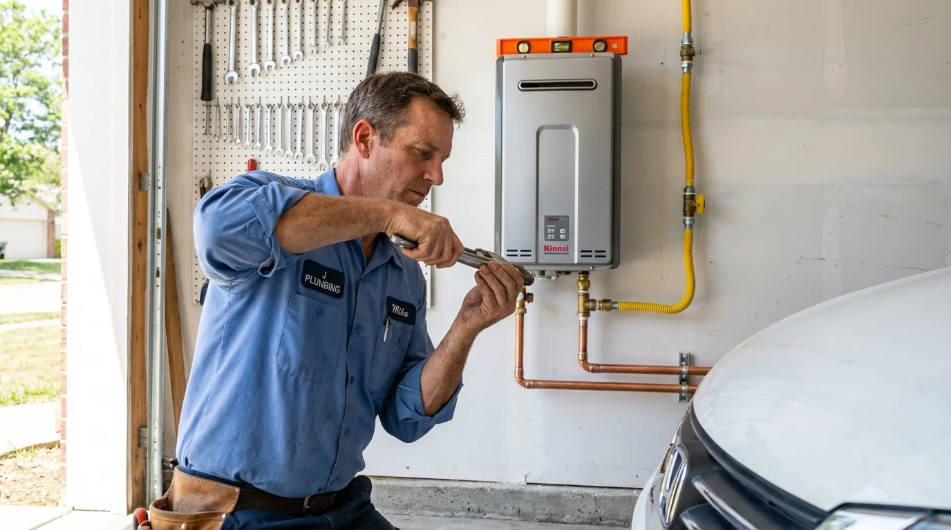 Tankless water heater installation by a Johns Plumbing LLC plumber in Portales